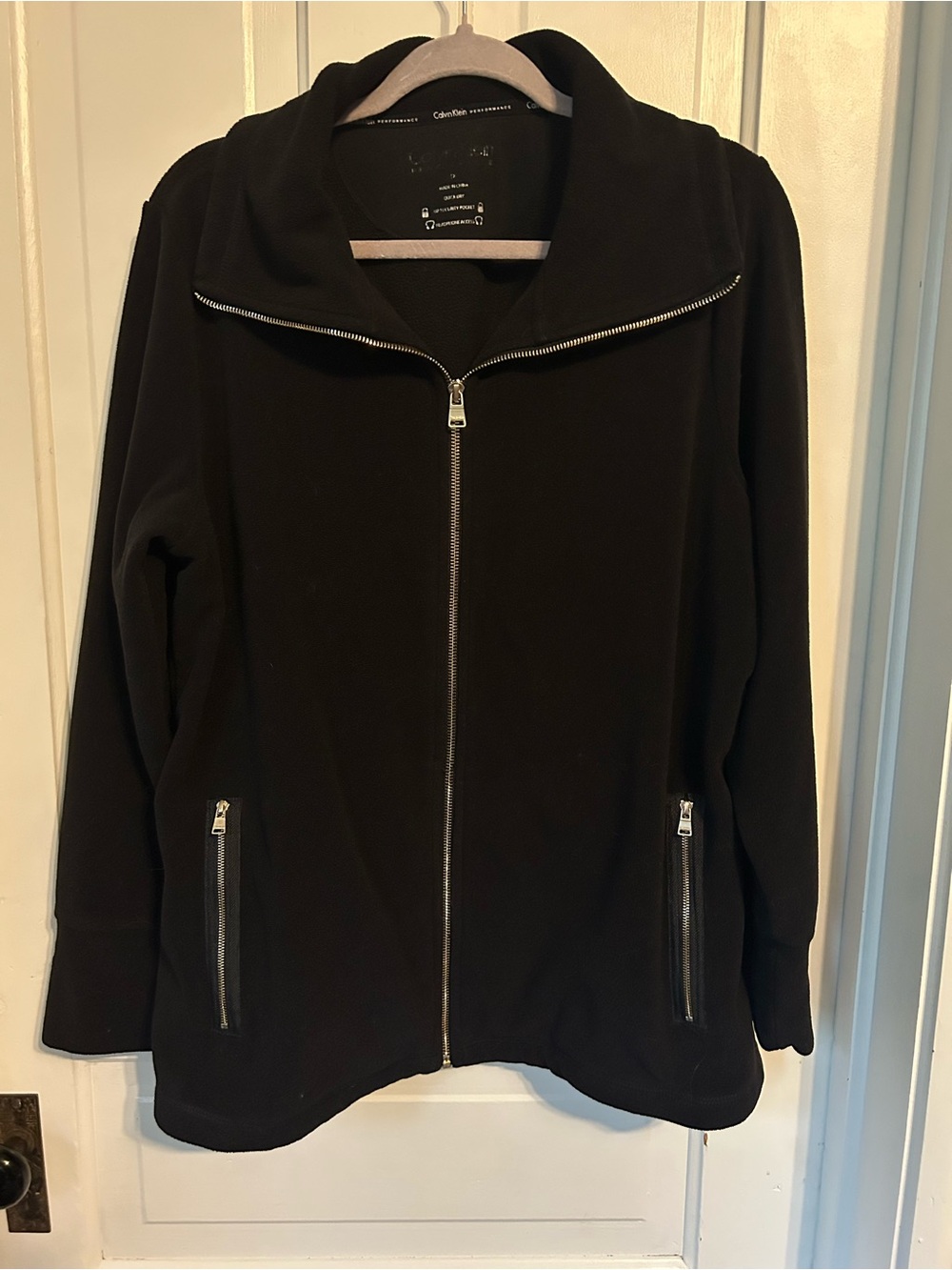 Calvin Klein Black Zip-Front Women’s Jacket with Stand Collar